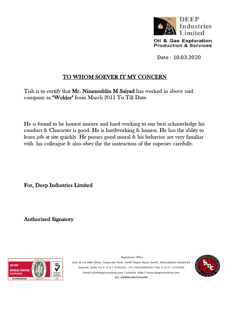 1.ndeep Exp. Letter | PDF