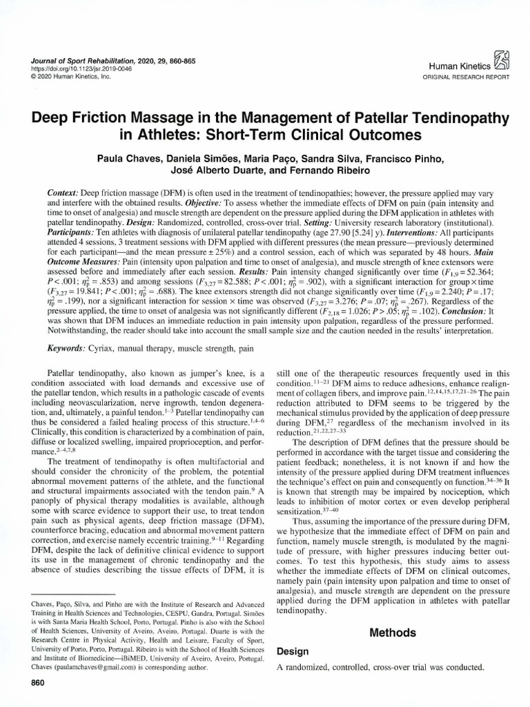 Deep Friction Massage for Patellar Tendinopathy | PDF | Clinical Medicine