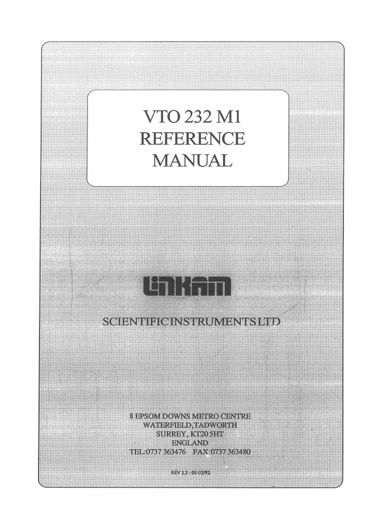 Linkam VTO232M1 Reference Manual | PDF | Cursor (User Interface ...