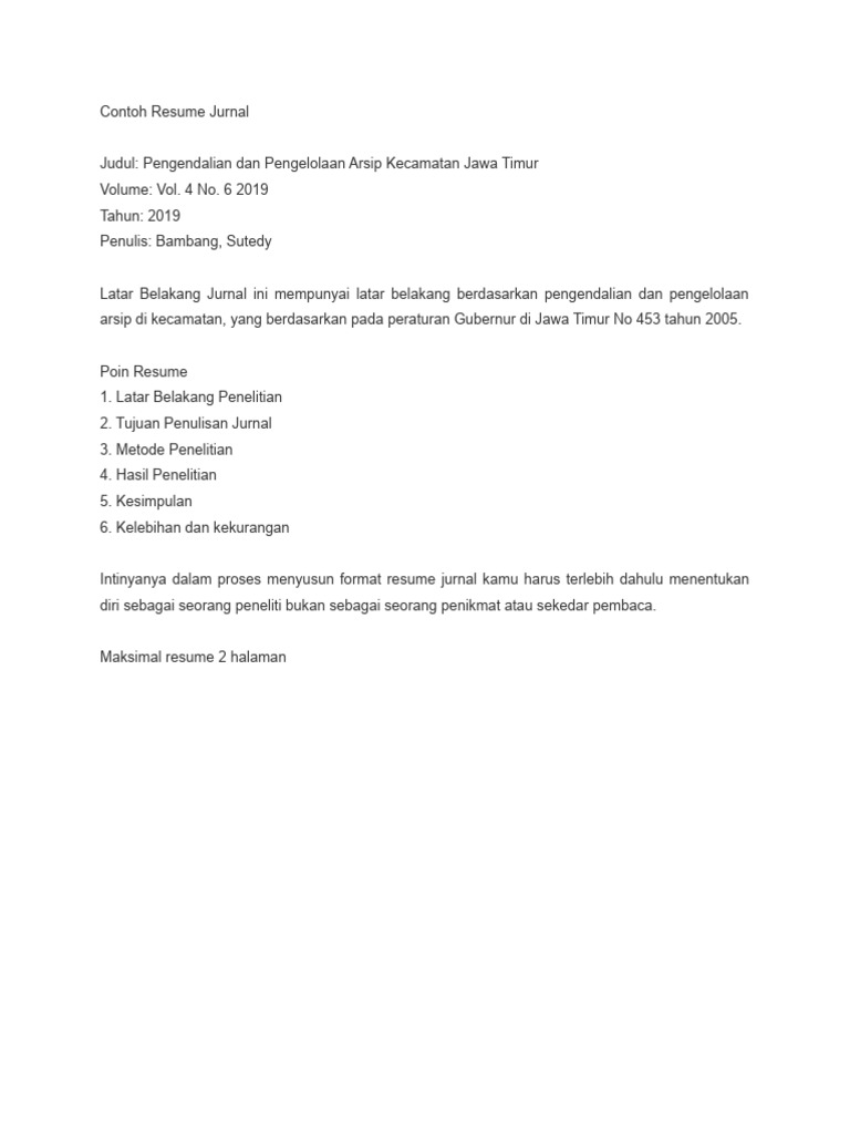 Contoh Resume Jurnal Penelitian | PDF
