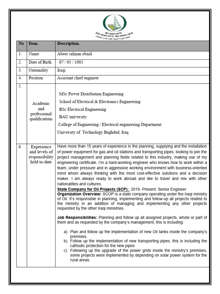 Electrical Engineer - CV | PDF | Engineering | Electrical Engineering