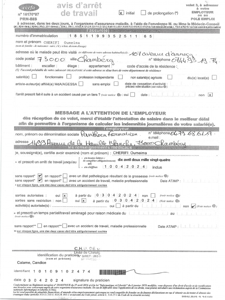 Arret de Travail PDF