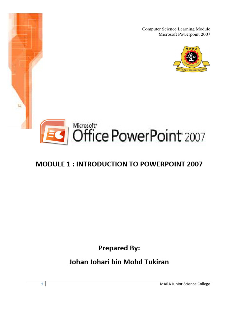 PowerPoint 2007 Introduction Module | PDF | Microsoft Power Point ...