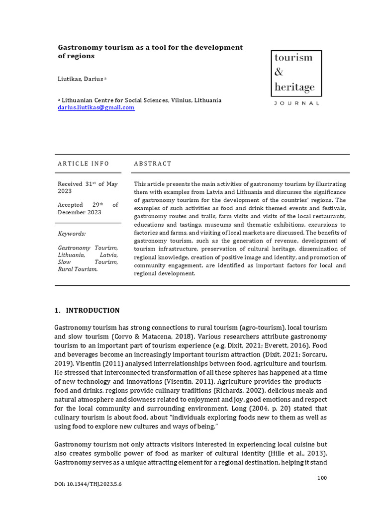 Gastronomy Tourism's Role in Regional Development | PDF | Tourism ...