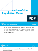 Interpretation of The Population Mean: Lesson 14.2