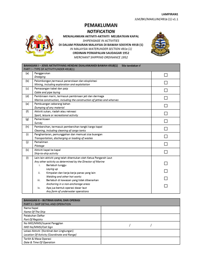 491B - Maklum Aktiviti Melibat Kapal-3-4 | PDF