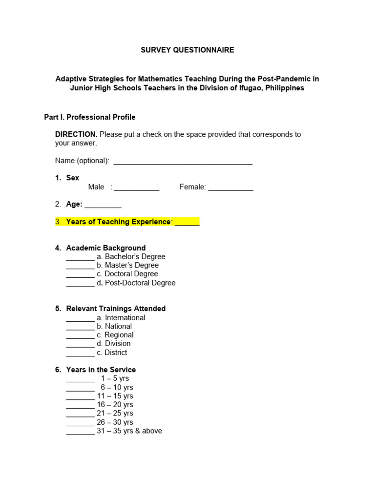 Post-Pandemic Math Teaching Survey | PDF | Teachers | Learning