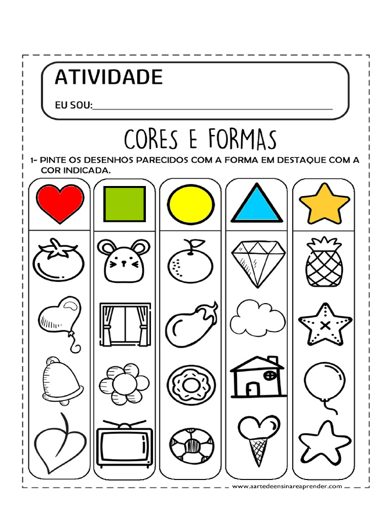 PAREAMENTO DE CORES FORMAS E VOGAIS - Documentos Google | PDF