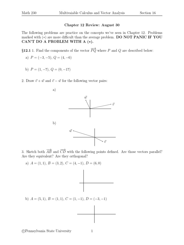 Multivariable Calculus Practice Problems | PDF | Euclidean Vector ...
