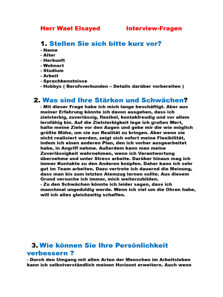 Interview Fragen | PDF