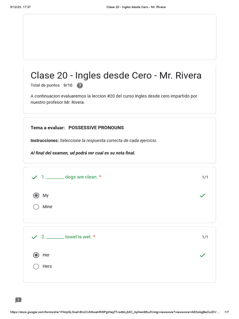Clase 20 - Ingles desde Cero - Mr. Rivera | PDF