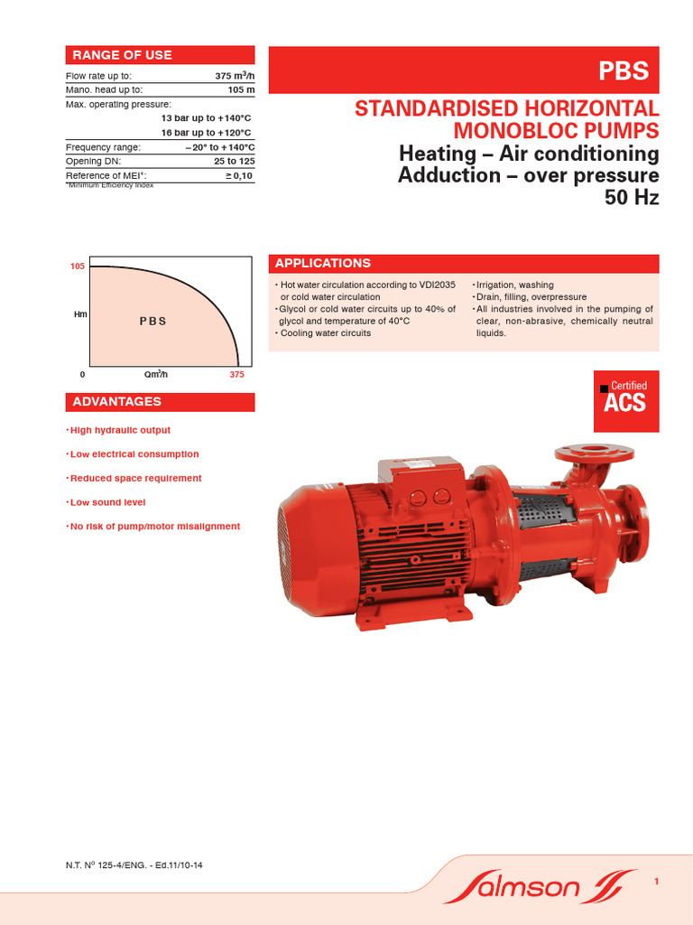Standardized Horizontal Monobloc Pumps | PDF | Pump | Chemical Engineering