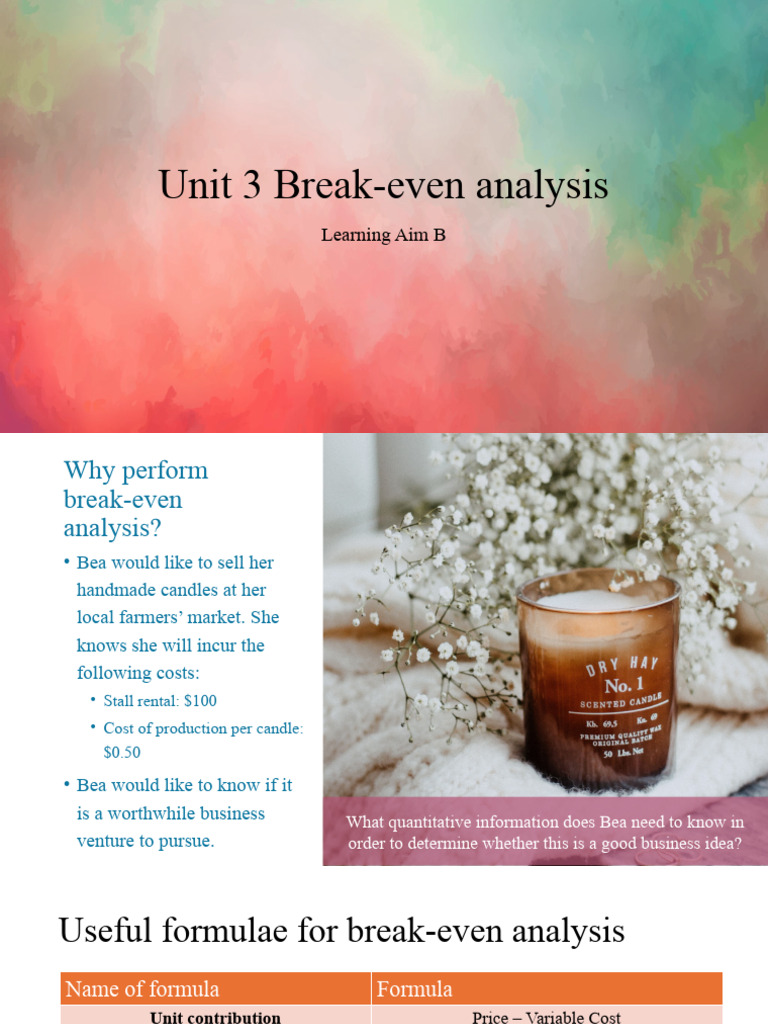 Unit 3 - Breakeven Analysis | PDF | Marketing | Income Statement