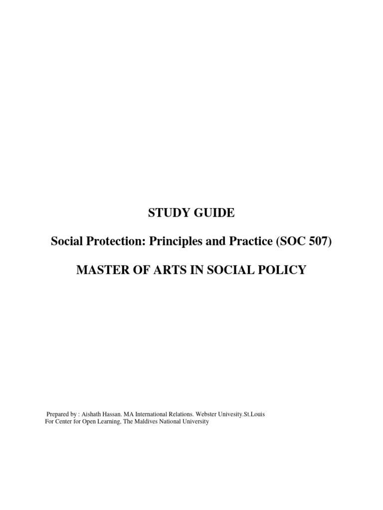 Social Protection Study Guide SOC 507 | PDF | Social Protection | Welfare