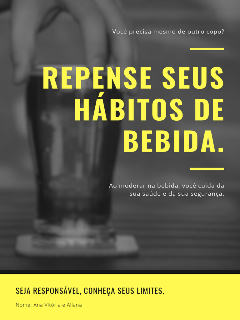Cartaz de Conscientização Sobre o Consumo de Álcool e Direção Amarelo e ...