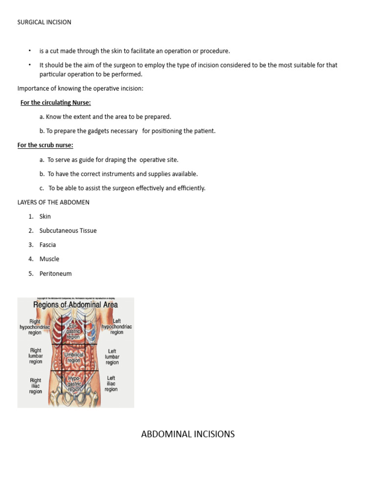 Surgical Incision Types Guide | PDF | Abdomen | Surgery