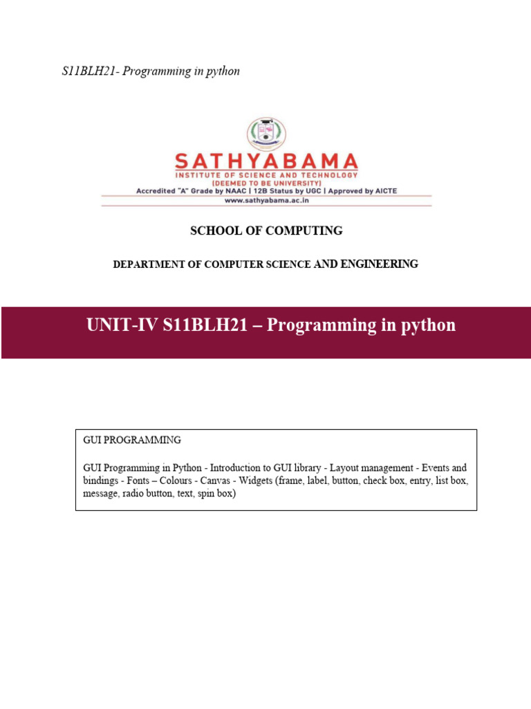 Python Topic 4 | PDF | Button (Computing) | Graphical User Interfaces