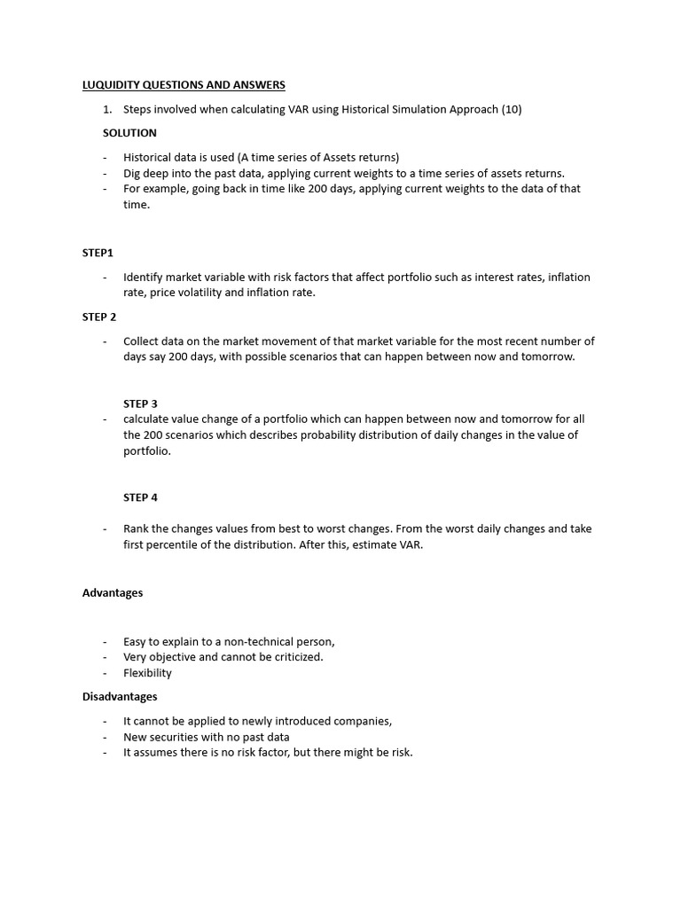 Luquidity Questions and Answers | PDF | Value At Risk | Risk