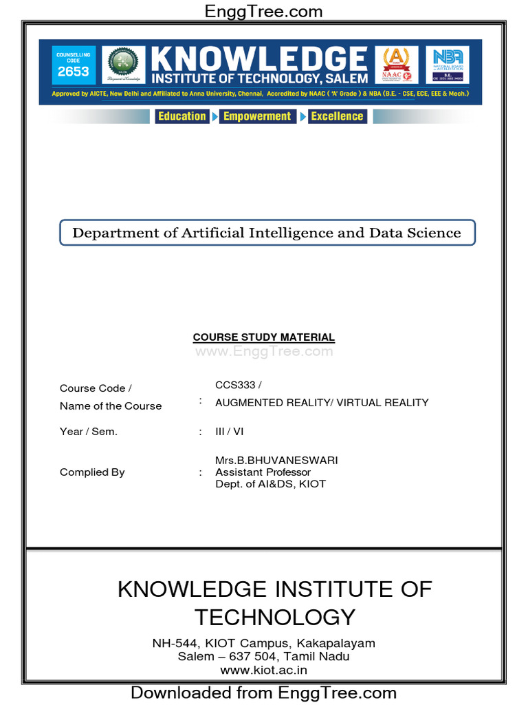AR/VR Course Overview and Syllabus | PDF | Augmented Reality | Virtual ...