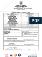 Authority To Travel Provincial Meet