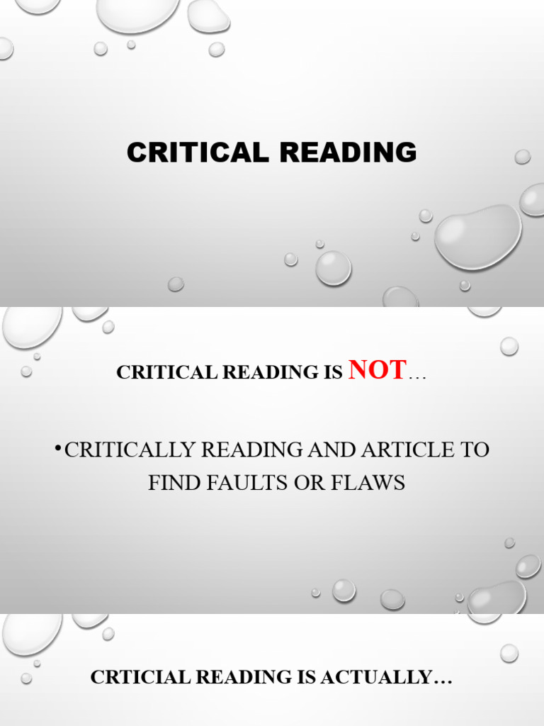 Understanding Critical Reading Skills | PDF