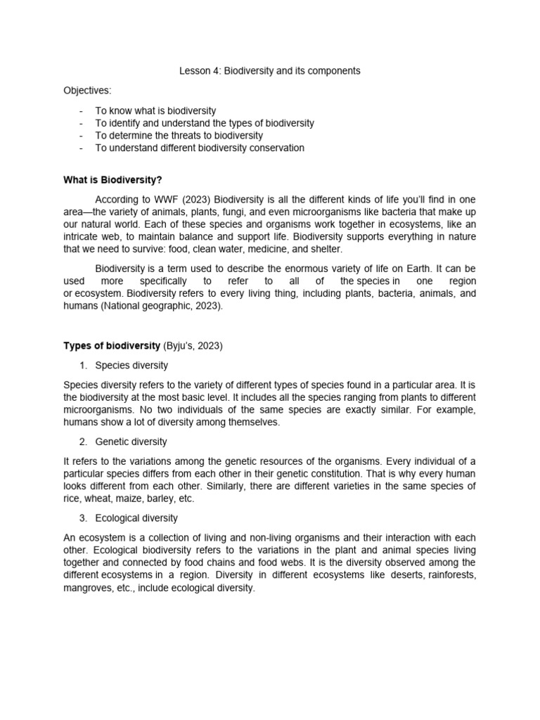 Lesson 4 5 | PDF | Biodiversity | Conservation Biology