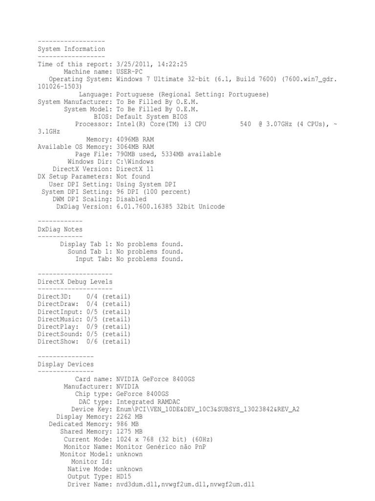 Teste DirectX 20110325 | PDF | Computing | Digital Technology