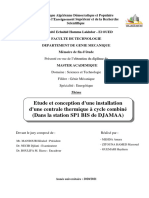 Etude Et Conception D'une Installation D'une Centrale Thermique À Cycle Combiné (Dans La Station SP1 BIS de DJAMAA)