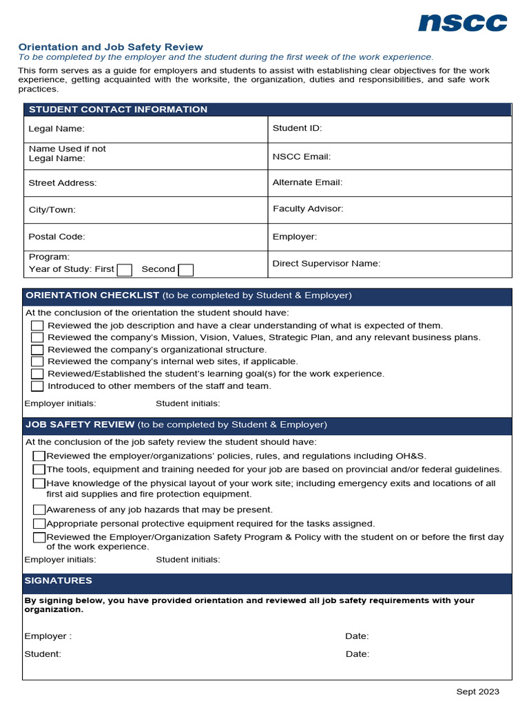 4 Orientation and Job Safety Review Sept 2023 | PDF | Employment | Safety