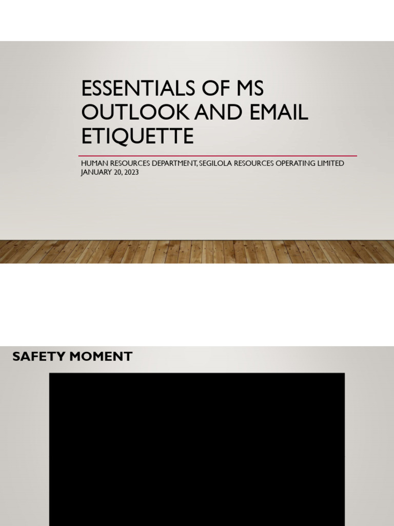 Essentials of MS Outlook and Email Etiquette | PDF | Microsoft Outlook ...