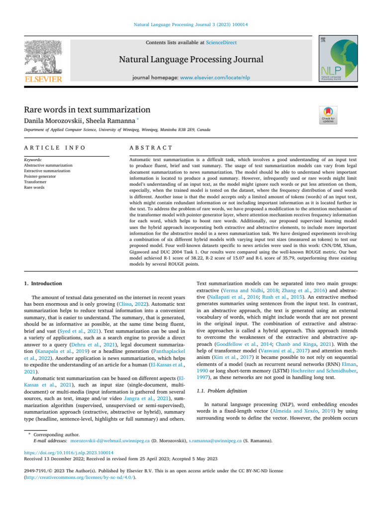 Rare Words in Text Summarization | PDF | Machine Learning | Artificial ...