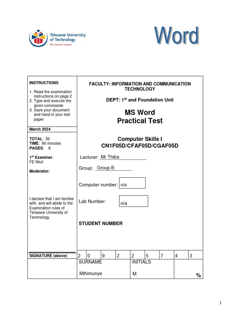 MS Word Practical Test Instructions | PDF | Energy Conservation ...
