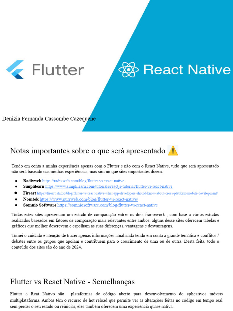 Flutter Vs React Native | Download grátis PDF | Script Java | Ciência ...