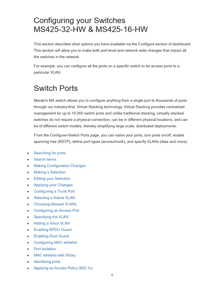 Meraki Switch Configuration Guide | PDF | Quality Of Service | Network ...