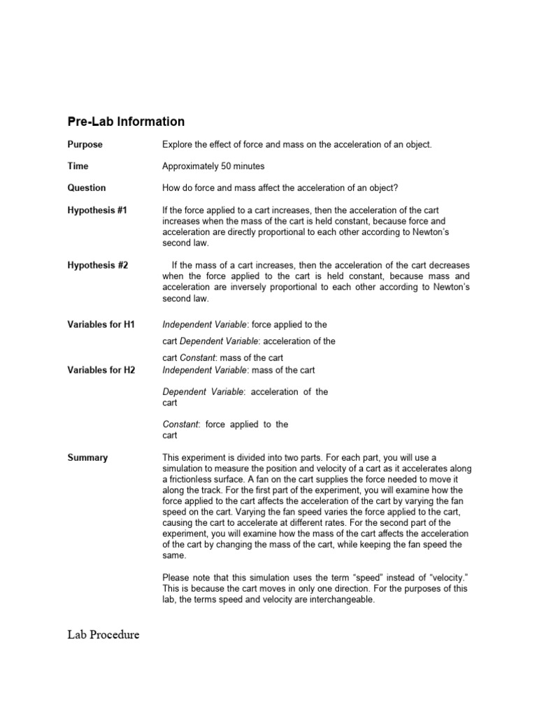Lab Newton's Second Law WordPad | PDF | Force | Acceleration