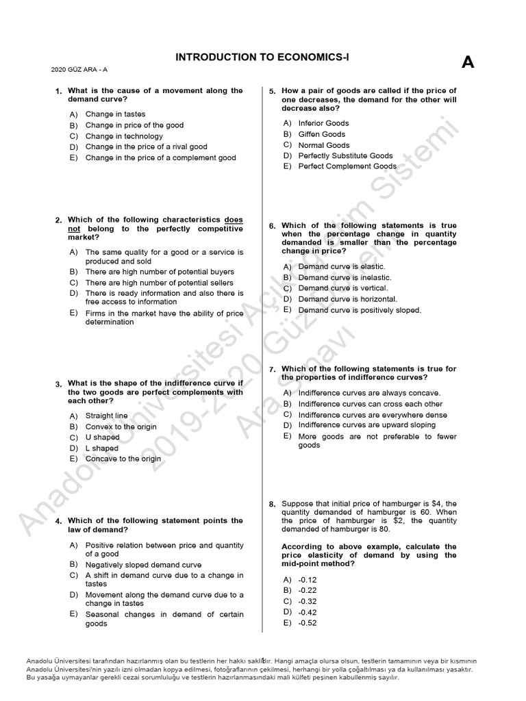 Introduction To Economics I | PDF | Demand | Demand Curve
