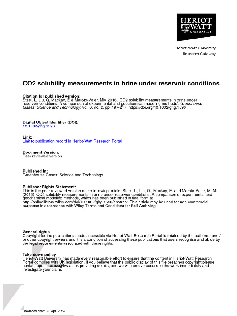 CO2 Solubility Paper GHG | PDF | Carbon Capture And Storage | Solubility