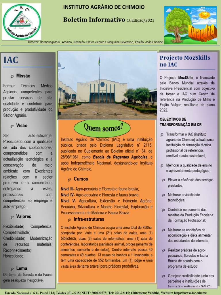 Edital do Instituto Agrário de Chimoio 2025 | PDF | Agricultura ...