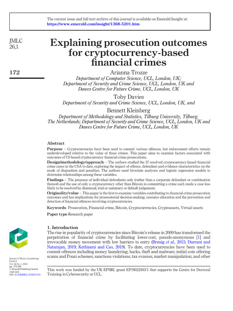 Cryptocurrency Crime Prosecution Outcomes | PDF | Fraud | Cryptocurrency