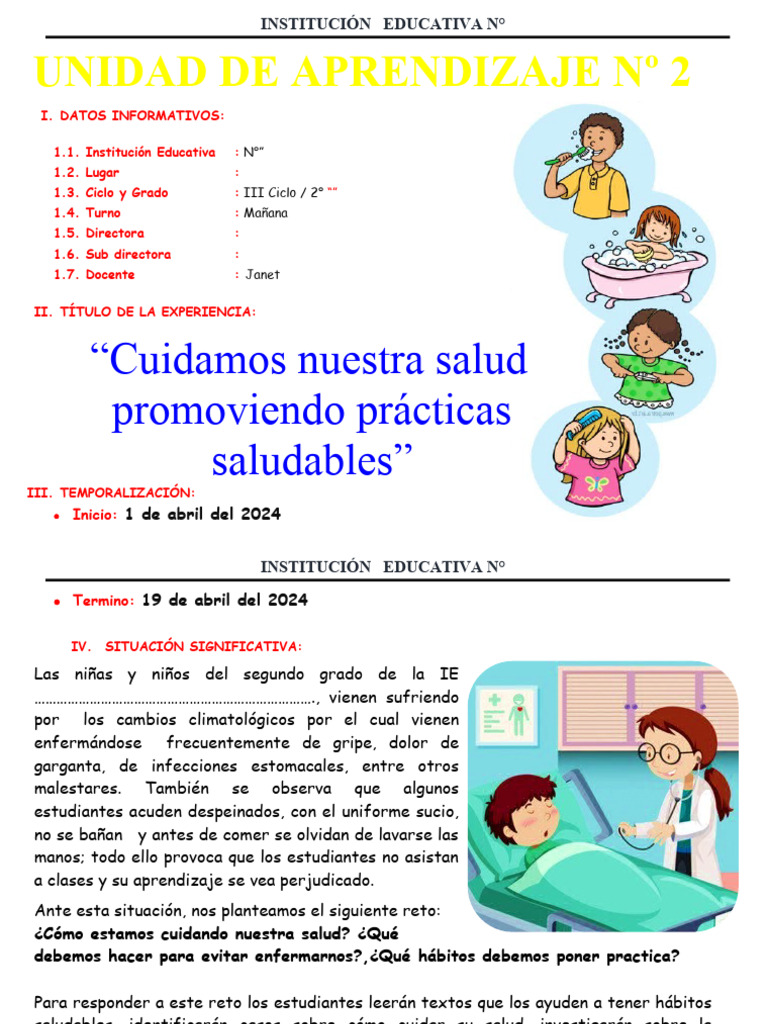 Unidad de Aprendizaje #2 - Segundo Grado 2024 Maestra Janet | PDF ...