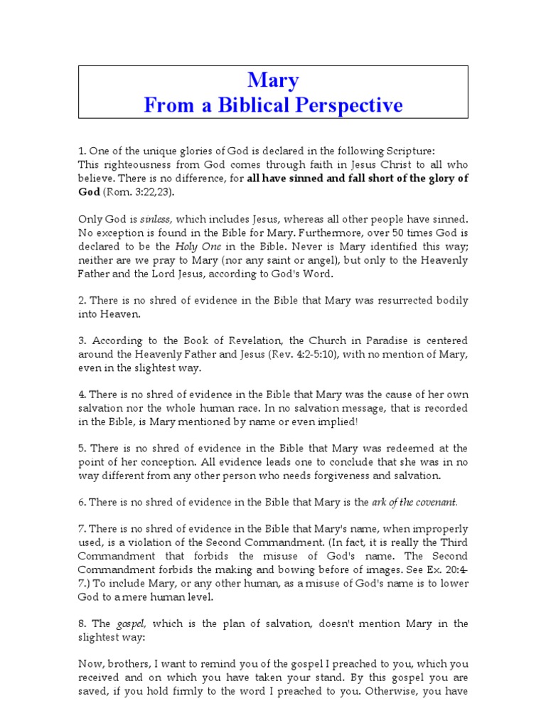 Mary From a Biblical Perspective Mary, Mother Of Jesus Salvation