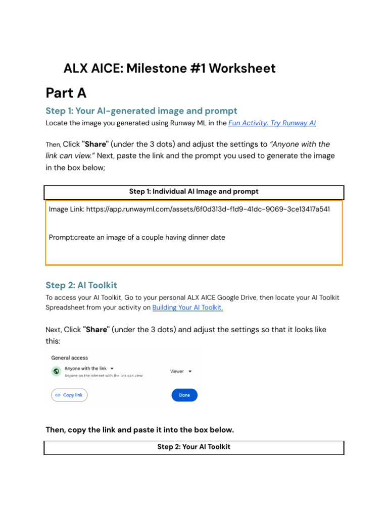 ALX AICE Milestone #1 Worksheet Guide | PDF | Artificial Intelligence ...