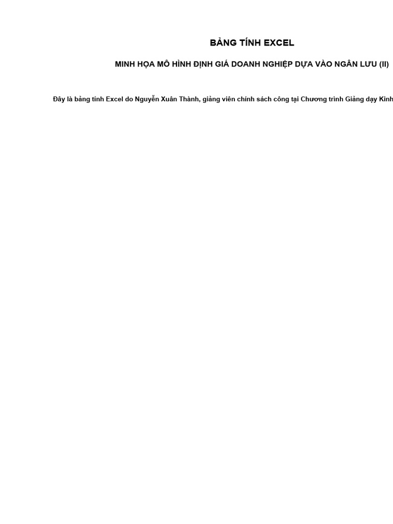 Mpp7 531 om05v bang tinh excel minh hoa mo hinh dinh gia doanh nghiep