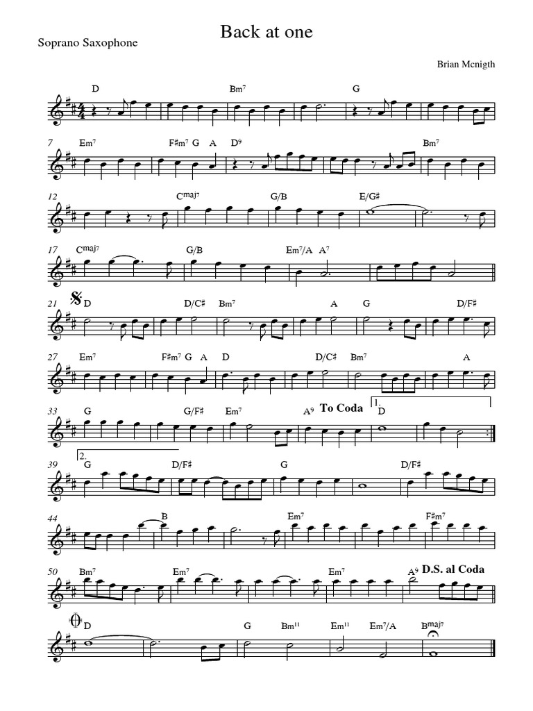 Back at One Soprano Saxophone | PDF
