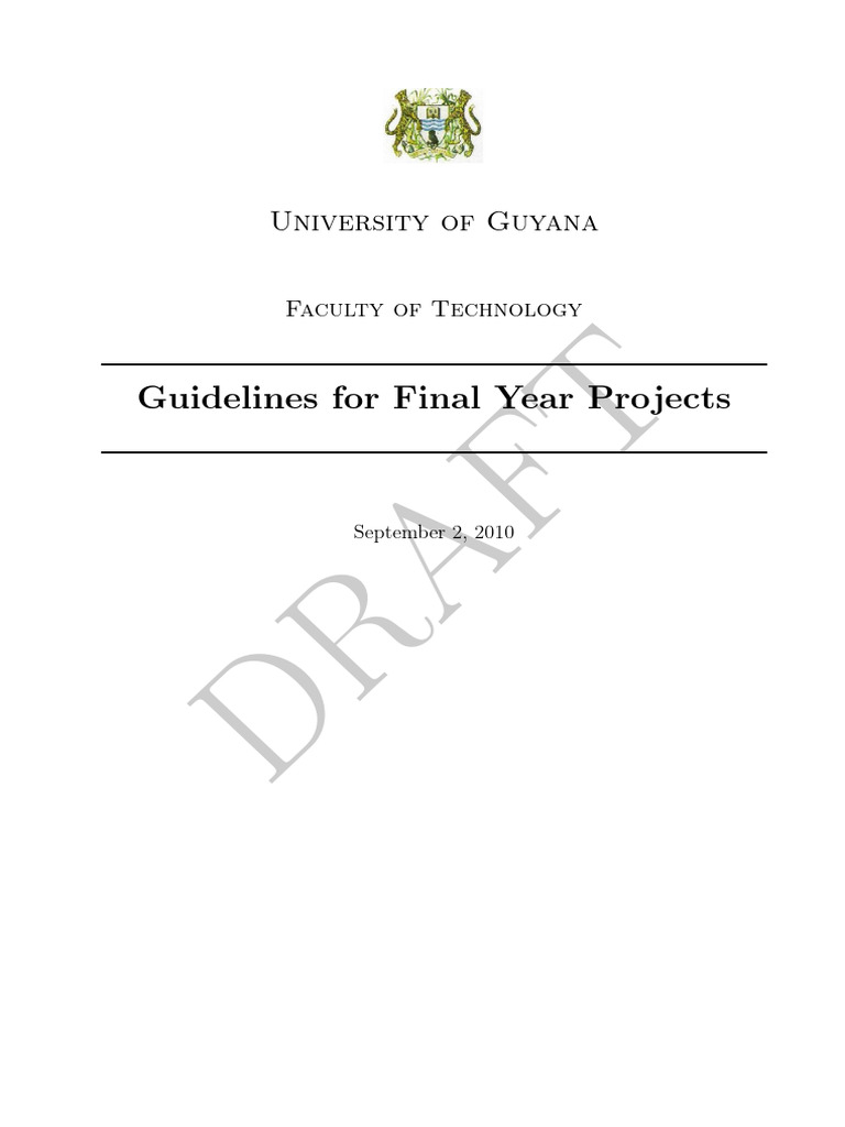Guidelines for final year projects university of guyana faculty of