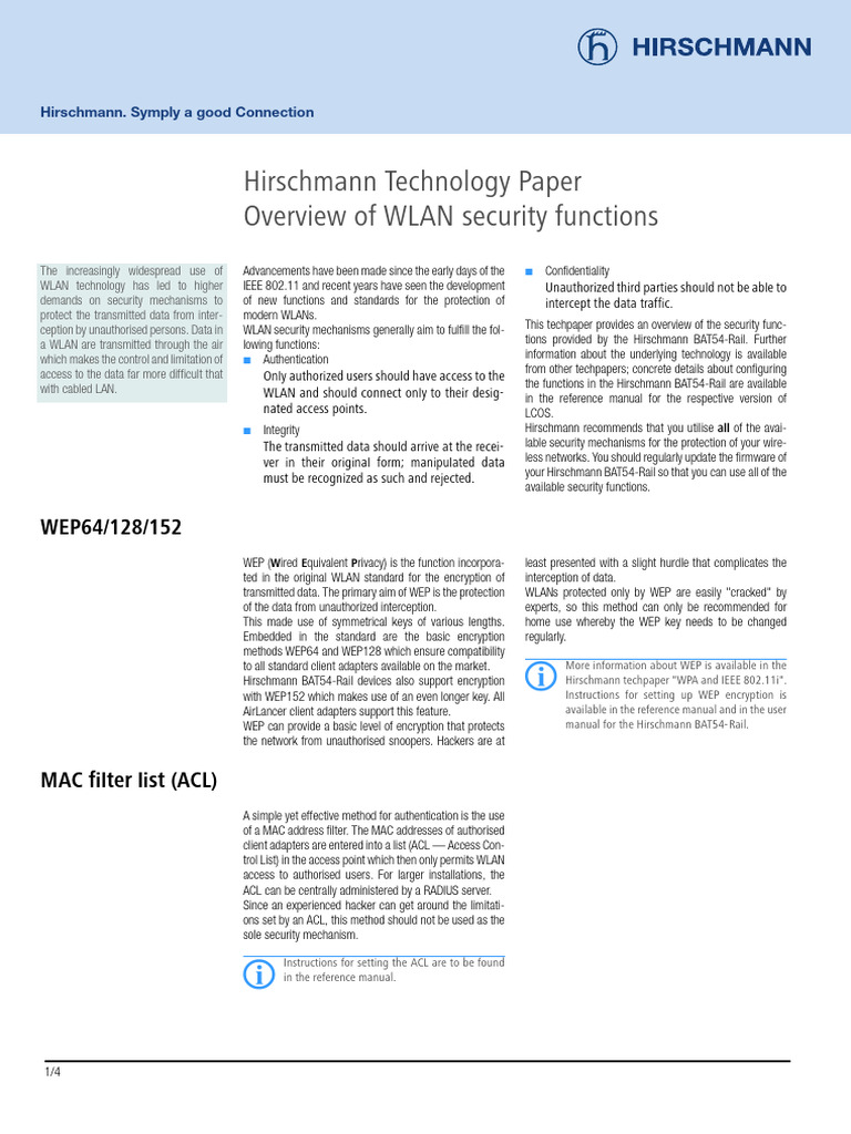 WLAN Security Functions Overview | PDF | Wireless Lan | Computer Network