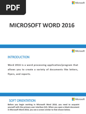 MICROSOFT WORD 2016