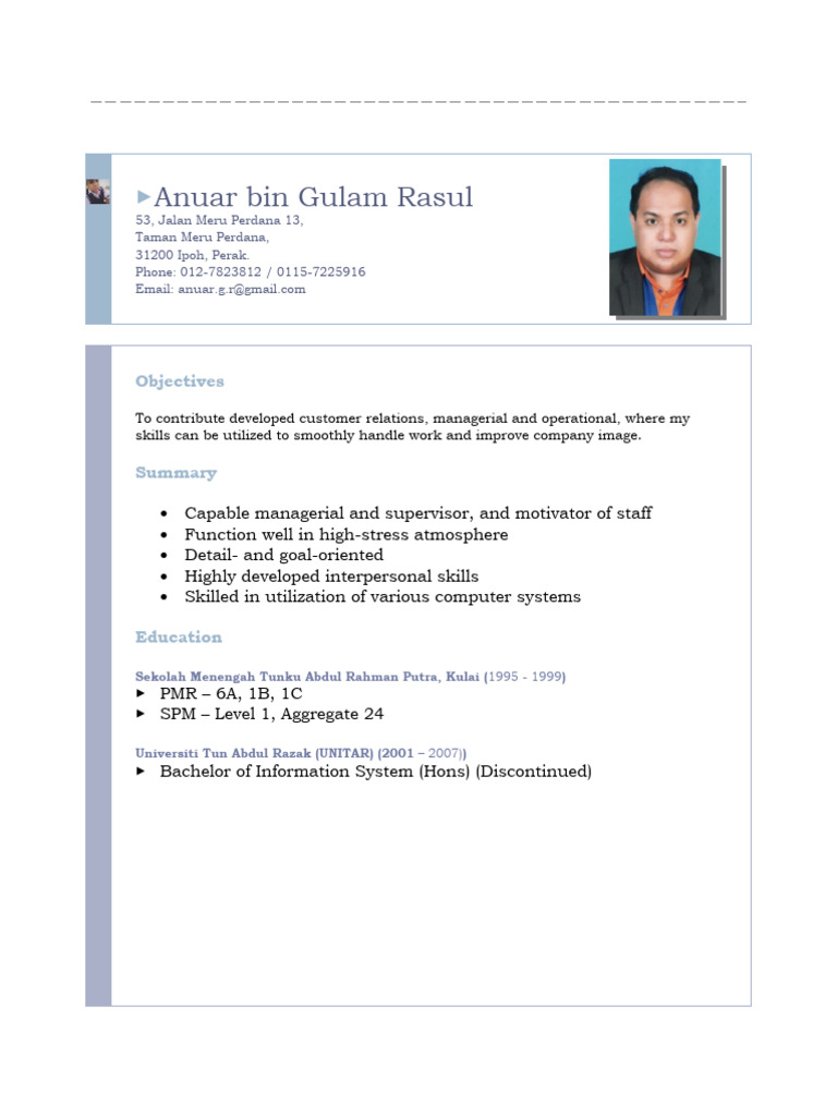 Resume - Anuar G Rasul | PDF | Housekeeping | Microsoft Office