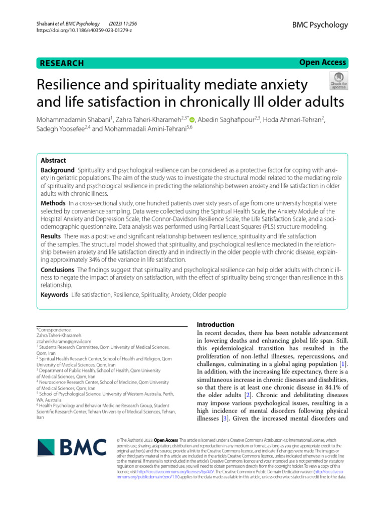 Resilience And Spirituality Mediate Anxiety 40359 2023 Article