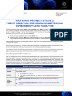 Hpa First Project Stage 2: Credit Approval For $400M in Australian Government Loan Facilities